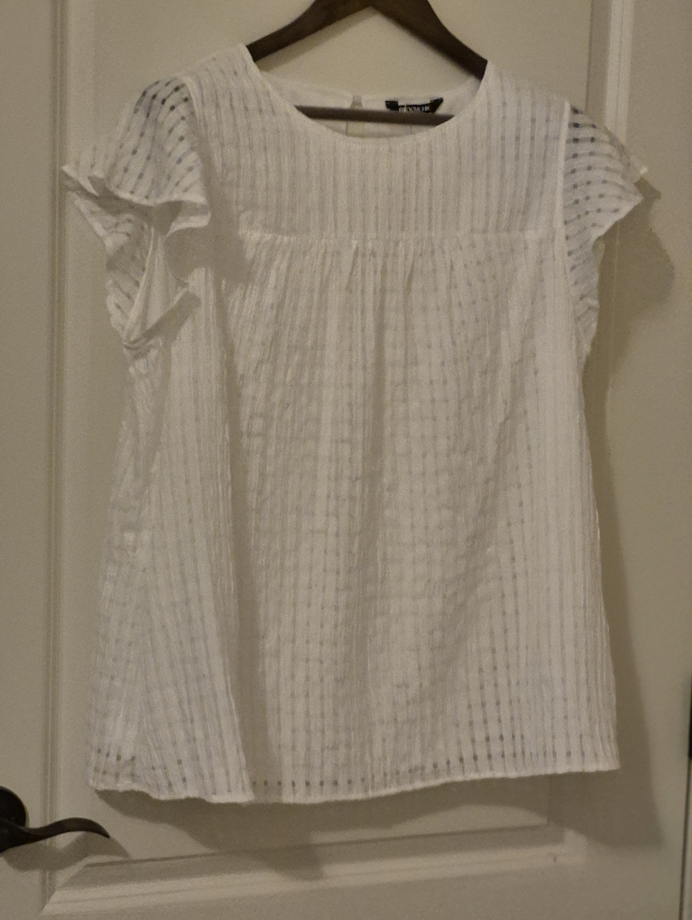 White Textured Short Sleeve Blouse